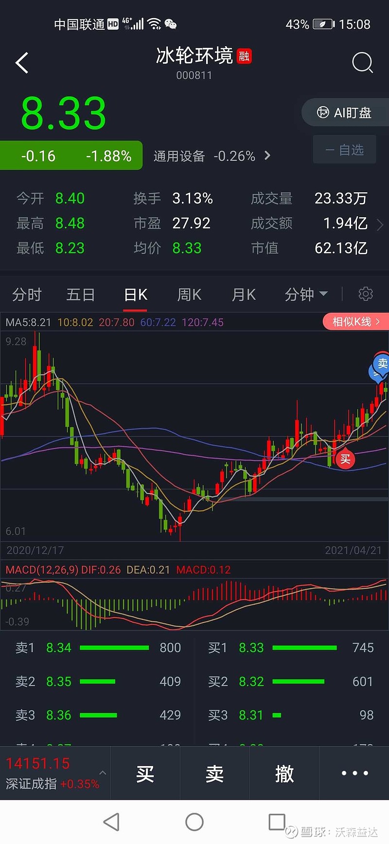 冰轮环境：12月30日高管吴利利减持股份合计2万股