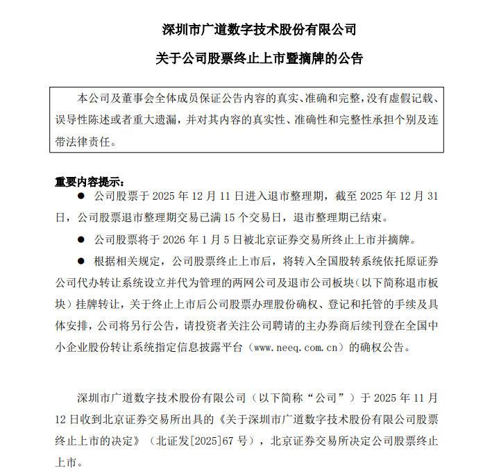 2026年退市第一股：广道退摘牌落幕，近七年财务数据造假
